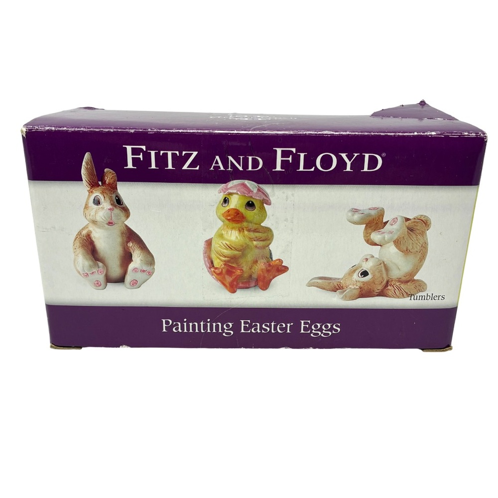 Vintage Fitz & Floyd Painting Easter Eggs Figurines Bunny Chick Springtime Decor